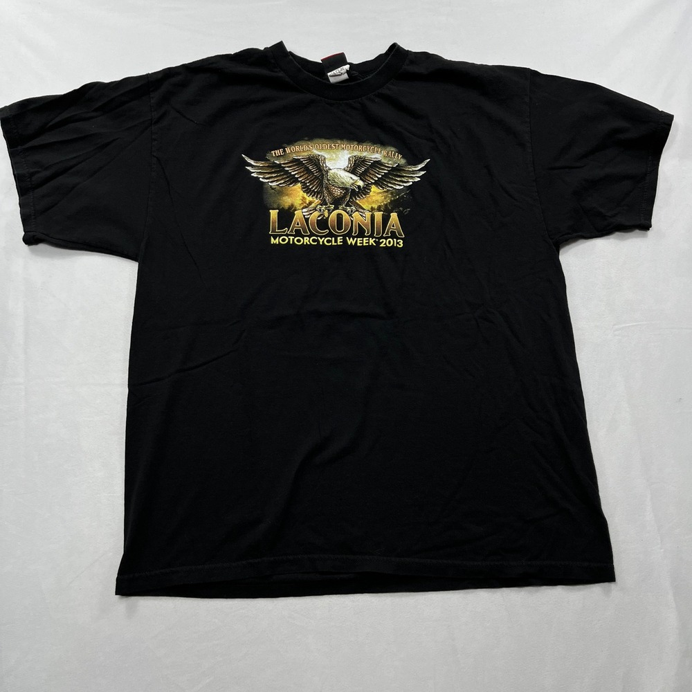 Hot Leathers T-Shirt Laconia Motorcycle Week 2013 90th Anniversary Black Mens XL
